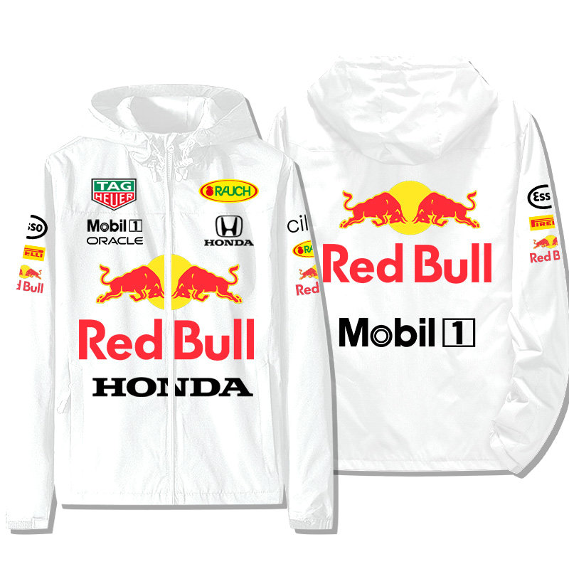 Veste Red Bull Honda Mobil 1 Zippé Capuche Homme Coupe-vent